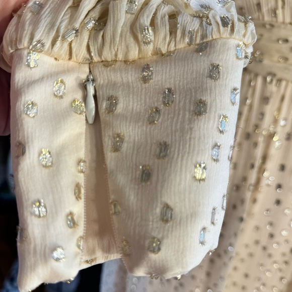STUNNING Zimmermann Cream Long Sleeve Wrap Dress with Shining Gold Accents - Picture 5 of 16